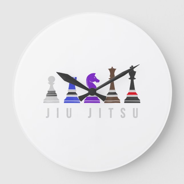 jiu jitsu training   chess, gift  bjj with text. large clock (Front)