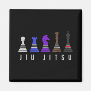 jiu jitsu training chess, gift bjj with text. magnet