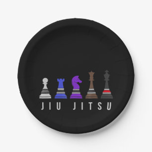 jiu jitsu training   chess, gift  bjj with text. paper plate