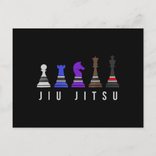 jiu jitsu training   chess, gift  bjj with text. postcard