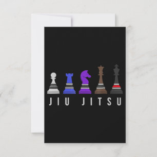 jiu jitsu training chess, gift bjj with text. RSVP card