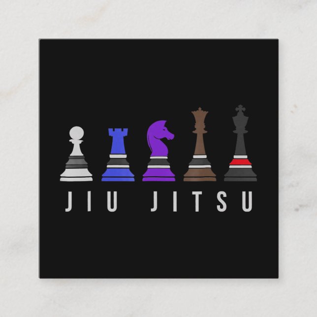 jiu jitsu training   chess, gift  bjj with text. square business card (Front)