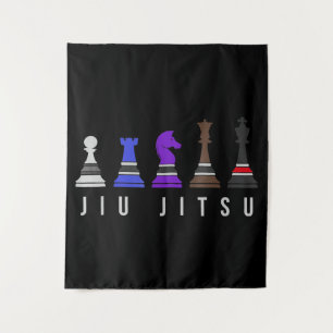 jiu jitsu training chess, gift bjj with text. tapestry