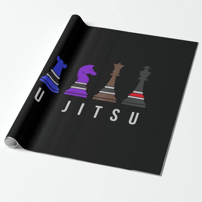 jiu jitsu training   chess, gift  bjj with text. wrapping paper (Unrolled)