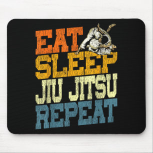 Jiu Jitsu Vintage Retro Eat Sleep Jiu Jitsu Repeat Mouse Mat