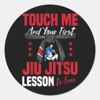 Jiu Jitsu Vintage Touch and First Jiu Jitsu Lesson Classic Round Sticker