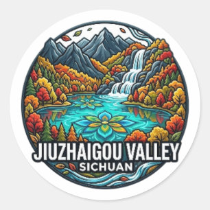 JIUZHAIGOU VALLEN SICHUAN CLASSIC ROUND STICKER