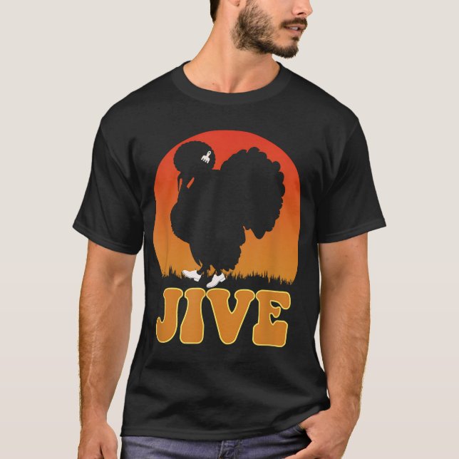 Jive Afro Retro Pick White Shoes Funny Turkey Than T-Shirt (Front)