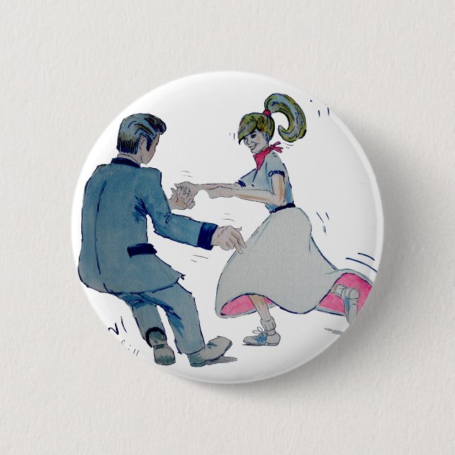 Jive Fun! swing dancing rock and roll 6 Cm Round Badge (Front)