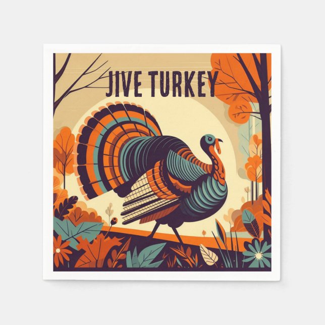 Jive Turkey - Mid-Century Thanksgiving Napkin (Front)
