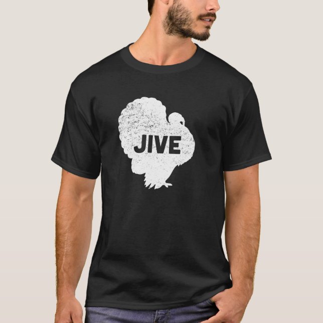 Jive Turkey White Print Distressed   T-Shirt (Front)