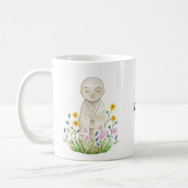 Jizo Buddha Spiritual Calm Serenity Custom name  Coffee Mug (Left)