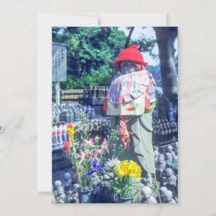 Jizo monk statue with bib and hat - Japan Invitation