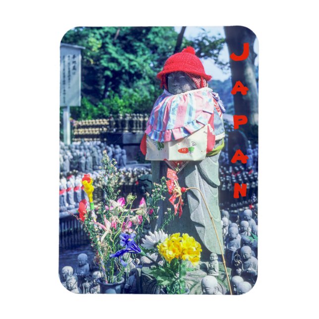 Jizo monk statue with bib and hat - Japan Magnet (Vertical)