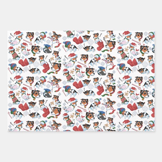 JJ Christmas pattern_ Christmas_White Wrapping Paper Sheet (Front)