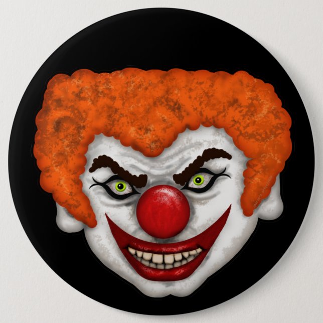 JJ the Creepy Face Clown | Cherie's Art (c)2020 6 Cm Round Badge (Front)