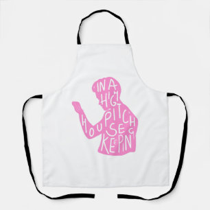 JJs silhouette housekeeping quote  in pastel pink  Apron