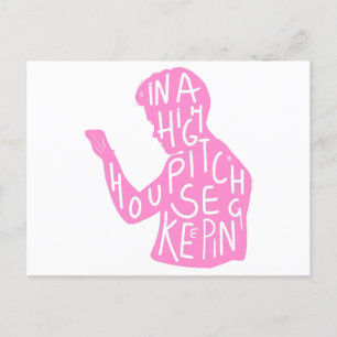 JJs silhouette housekeeping quote  in pastel pink  Holiday Postcard