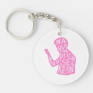JJs silhouette housekeeping quote in pastel pink Key Ring