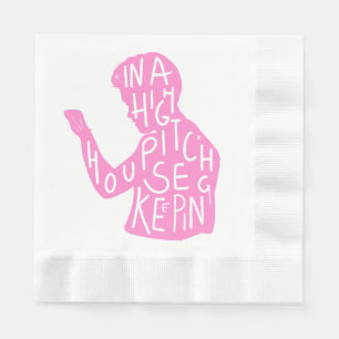 JJs silhouette housekeeping quote in pastel pink Napkin