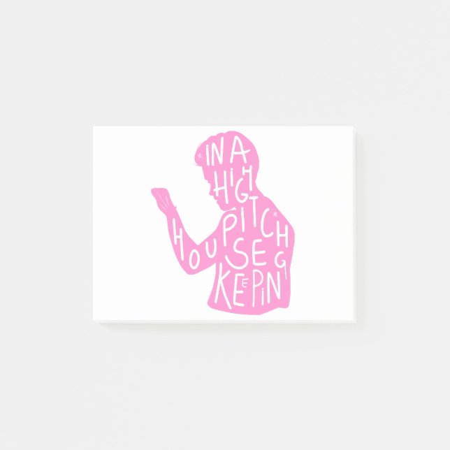 JJs silhouette housekeeping quote  in pastel pink  Post-it Notes (Front)