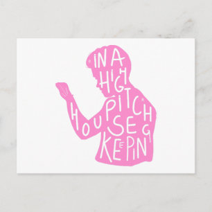 JJs silhouette housekeeping quote  in pastel pink  Postcard