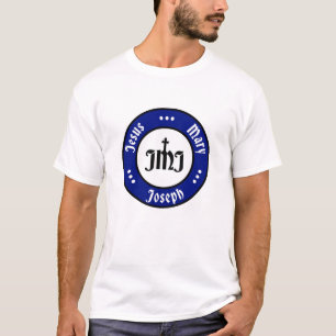 JMJ: Jesus, Mary, Joseph Logo (Blue) T-Shirt
