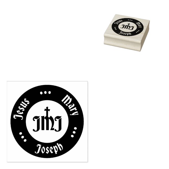 JMJ: Jesus, Mary, Joseph Logo Rubber Stamp (Stamped)