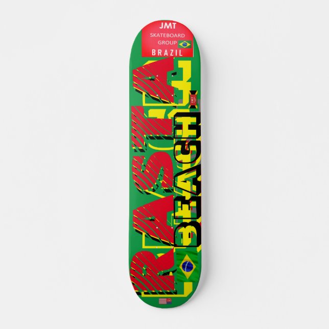 JMT BRAZIL  RASTA  BEACH 7 3/4" Skateboard Deck (Front)