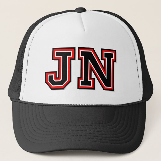'JN' Monogram Trucker Hat (Front)