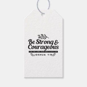 Jo 1:9 Bible Verse Design –Be Strong & Courageous Gift Tags
