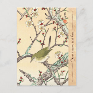 Jo Bird on Plum Branch shin hanga japanese art Postcard