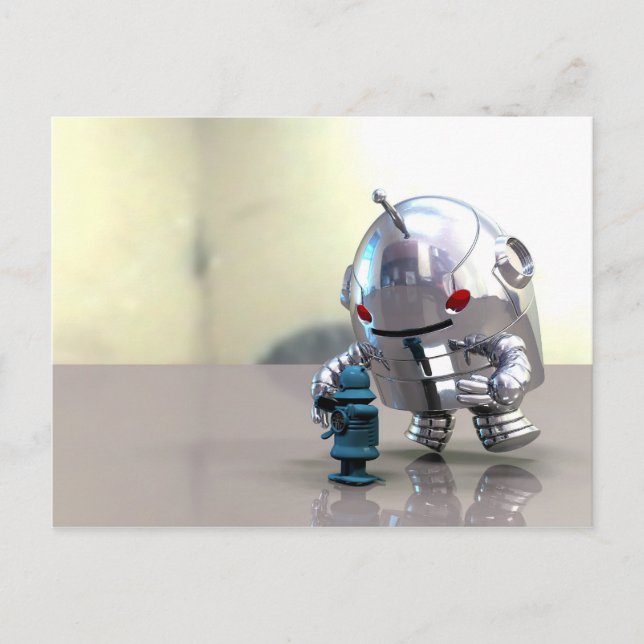 Jo Bot VS Little Blue Bot Postcard (Front)