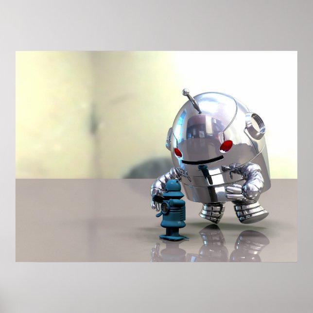 Jo Bot VS Little Blue Bot Print (Front)