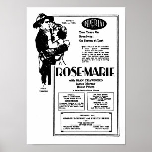 Joan Crawford Rose-Marie silent movie advertisemen Poster