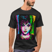 Joan Jett Homage Rainbow Neon Rock Star T-Shirt