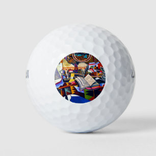 Joan Miro Horse Pipe and Red Flower Golf Balls