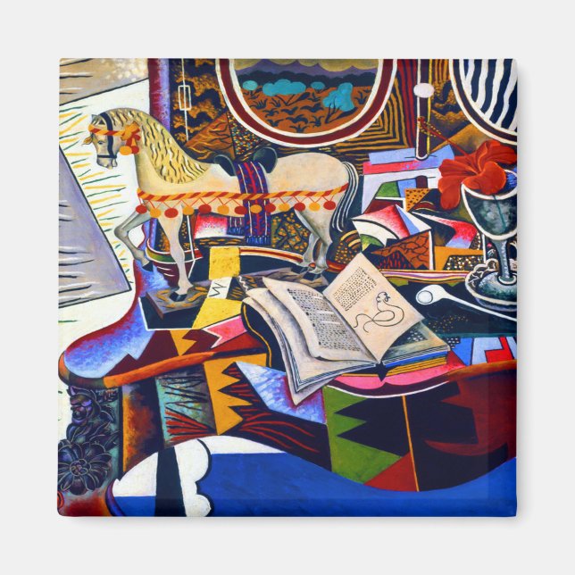 Joan Miro Horse Pipe and Red Flower Magnet (Front)