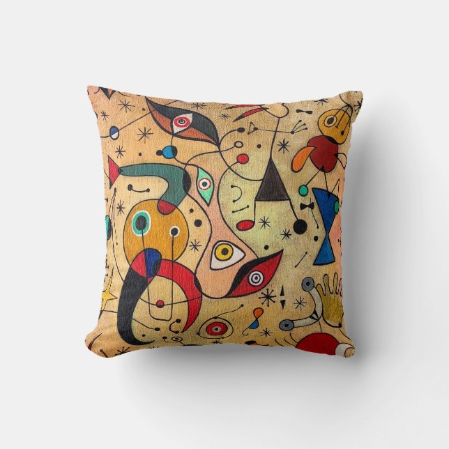 joan miro paintings art, abstract art poster cushion (Front)