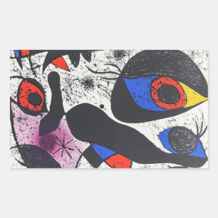 joan miro paintings art, abstract art rectangular sticker