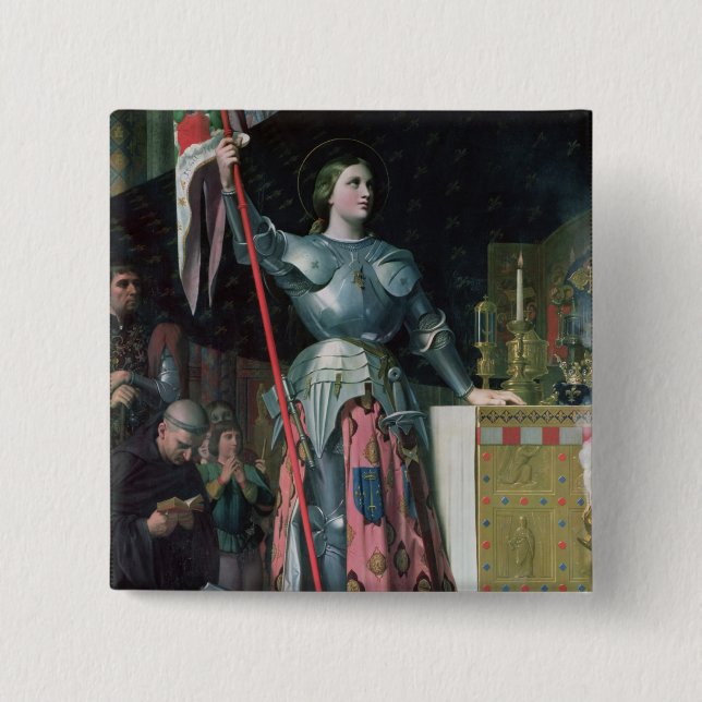 Joan of Arc  at the Coronation of King Charles 15 Cm Square Badge (Front)