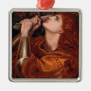 Joan of Arc (Portrait) (by Dante Gabriel Rossetti) Metal Tree Decoration