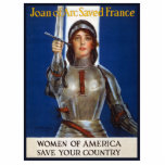 Joan of Arc: The Maid of Orleans, Knight Heroine Photo Sculpture Magnet<br><div class="desc">The WWI poster featuring Joan of Arc was a powerful piece of propaganda designed to galvanise American women into supporting the war effort. The image of Joan of Arc, a legendary French heroine who led her country to victory against the English, was strategically chosen to inspire patriotism and a sense...</div>