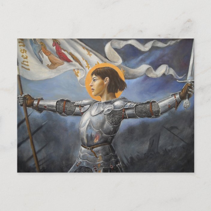 Joan of Arc with banner Postcard Zazzle co uk