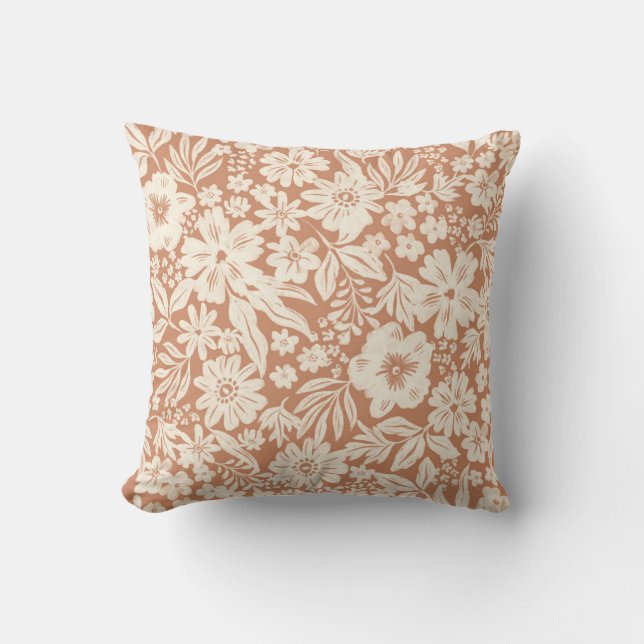 Joanie Terracotta Floral Pillow (Front)