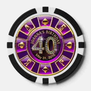 Joanna's Las Vegas 40th Birthday Casino purple Poker Chips