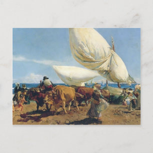 Joaquín Sorolla-Arrival of Fishing Boats on beach Postcard