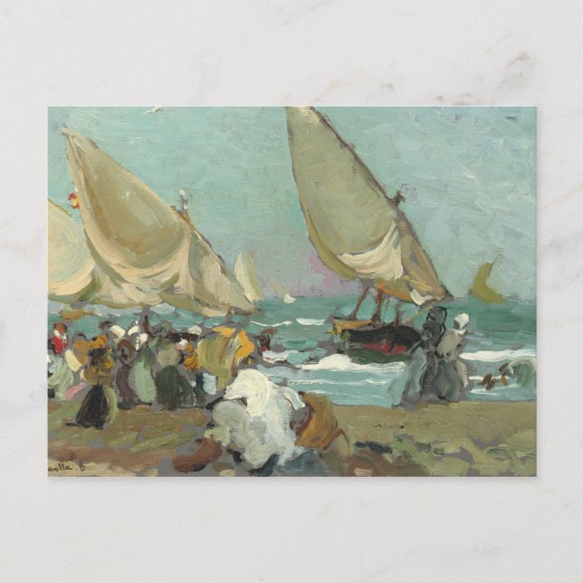 Joaquin Sorolla - Boats on the beach of Valencia Postcard (Front)