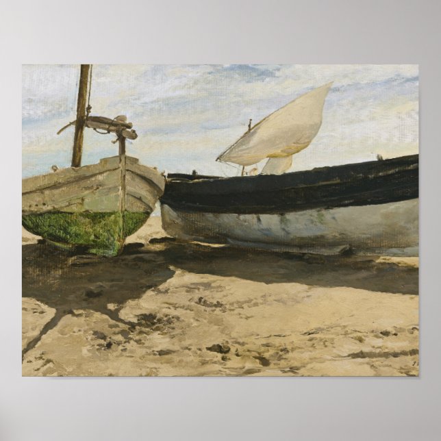 Joaquin Sorolla - Fishing boats on the beach Poster (Front)