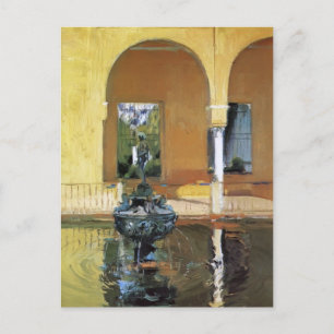 Joaquín Sorolla- Fountain in the Alcázof Seville Postcard